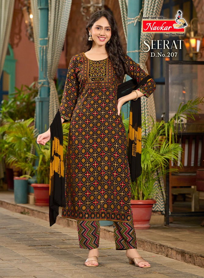 Seerat Vol 2 By Navkar Rayon Foil Printed Kurti With Bottom Dupatta Wholesale Online
